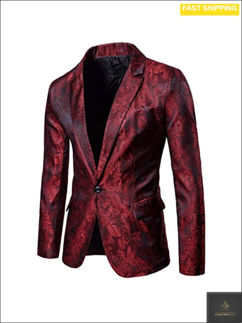 Mens Slim Fit Paisley Suit Jacket 1 Button Sport Coat Blazer